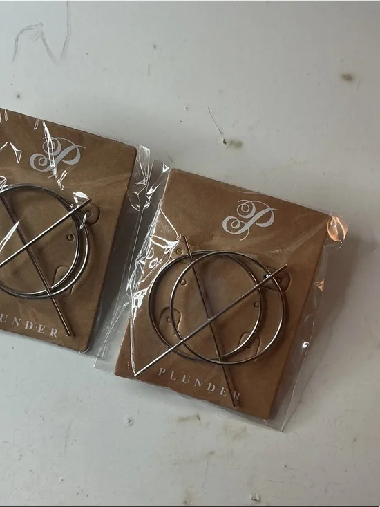 Plunder Silver Circle & Cross Pin Hair Clips Set of Two NWT - Picture 2 of 6